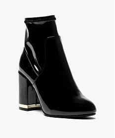 boots femme vernis avec talon fantaisie noir bottines et boots9302301_2