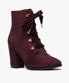 boots femme a talon et lacets violet bottines et boots9303801_2