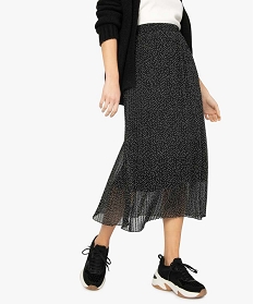 jupe plissee pour femme avec taille elastiquee noir9328801_1