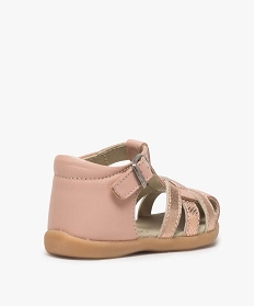 sandales premiers pas bebe fille dessus cuir brides metallisees rose chaussures de parc9333201_4