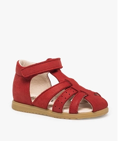chaussures premiers pas bebe garcon sandales en cuir rouge9333601_2