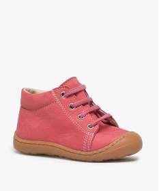 chaussures premiers pas bebe fille en cuir a lacets rose chaussures de parc9333801_2