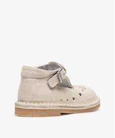 chaussures de marche bebe fille dessus cuir a pailettes blanc9336701_4