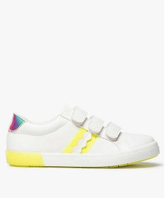 GEMO Baskets fille à scratch semelle extérieure contrastée fluo Jaune