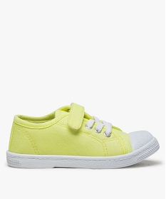 tennis fille en toile unie a lacets elastiques et scratch jaune tennis en toile9346901_1