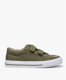GEMO Tennis basses garçon en toile unie à scratch kaki standard