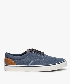 GEMO Baskets homme en toile à lacets et semelle contrastante Dessus denim bleu chine