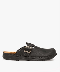GEMO Sabots homme unis avec bride à boucle noir vif