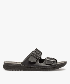 GEMO Mules confort à larges brides à boucle homme noir vif