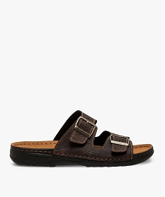 GEMO Mules confort à larges brides à boucle homme marron chine