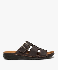 GEMO Sandales homme mules à larges brides tressées marron chine
