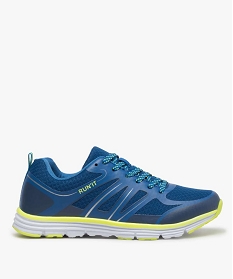 GEMO Baskets homme running en mesh à détails contrastés bleu vif