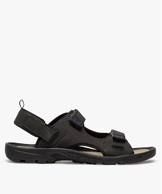 GEMO Sandales homme bi-matières fermeture trois bandes scratch noir vif
