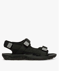 GEMO Sandales homme en textile fermeture trois bandes scratch noir vif