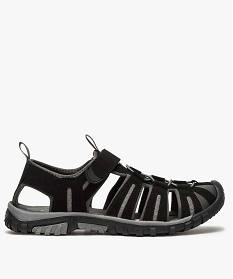 GEMO Sandales homme style randonnée à scratch et bout fermé noir vif