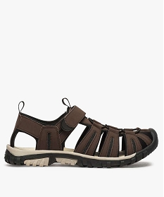 GEMO Sandales homme style randonnée à scratch et bout fermé marron chine