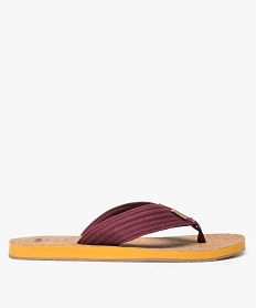 GEMO Tongs homme semelle liège et brides en coton bio Rouge