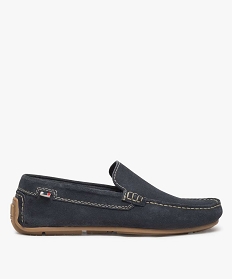 GEMO Mocassins homme unis dessus et intérieur cuir bleu standard