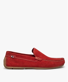 GEMO Mocassins homme unis dessus et intérieur cuir rouge vif