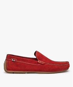 mocassins homme unis dessus et interieur cuir rouge mocassins et chaussures bateaux9371001_1