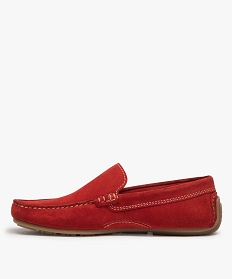 mocassins homme unis dessus et interieur cuir rouge mocassins et chaussures bateaux9371001_3