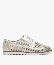 GEMO Derbies femme perforées à paillettes Gris