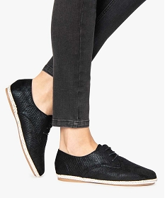 GEMO Derbies femme à semelle bordée de corde tressée noir standard