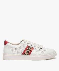 tennis femme a lacets avec empiecements contrastes blanc standard