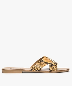 GEMO Sandales femme mules plates à double bride Jaune