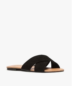 sandales plates a larges brides croisees femme - valentina baldano dessus suedine noir vif sandales plates et nu-pieds9386001_2