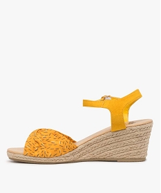 sandales femme a talon compense en corde jaune sandales a talon9391601_3