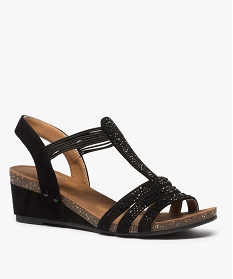 sandales femme compensees a brides strass elastiquees noir standard sandales a talon9392101_2