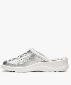 chaussures confort femme sabots dessus metallise blanc9398201_3