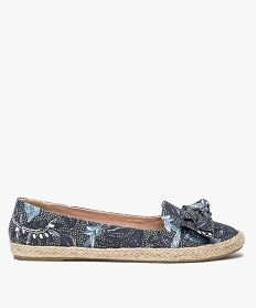 GEMO Ballerines femme en toile avec noeud et semelle en corde Imprimé