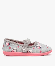 chaussons fille ballerines imprimes cupcakes gris chaussons9408901_1
