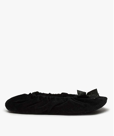 GEMO Chaussons femme ballerines élastiquées en velours noir vif