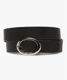 ceinture femme avec grosse boucle ovale en metal brillant noir standard9454901_1