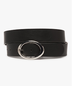 ceinture femme avec grosse boucle ovale en metal brillant noir9454901_2