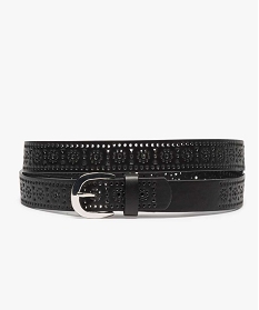 GEMO Ceinture femme avec perforations fantaisie noir standard