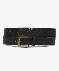 GEMO Ceinture femme à motifs fleuris perforés noir standard