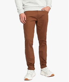pantalon homme 5 poches straight en toile extensible brun pantalons de costume9463601_1