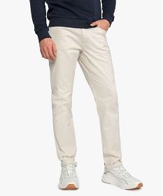 pantalon homme 5 poches coupe regular en toile unie blanc9463701_1