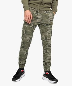 pantalon homme multipoches avec taille elastiquee vert9465201_1