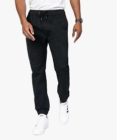 pantalon homme en toile avec taille et bas elastique noir pantalons de costume9465501_1