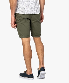 bermuda homme en toile unie 5 poches coupe chino vert9467501_3