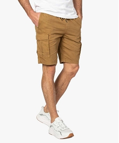 bermuda homme multipoche a taille elastiquee brun shorts et bermudas9467601_1