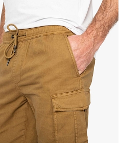 bermuda homme multipoche a taille elastiquee brun shorts et bermudas9467601_2