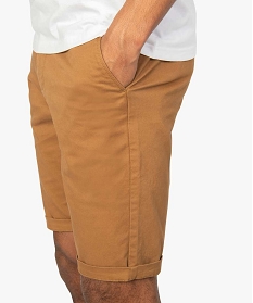 bermuda homme en toile extensible 5 poches coupe chino orange shorts et bermudas9468101_2