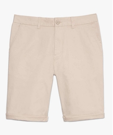 bermuda homme en toile unie 5 poches coupe chino beige9468201_4