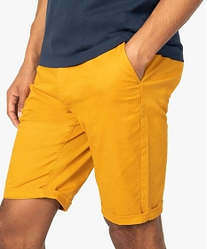 bermuda homme en toile extensible 5 poches coupe chino jaune shorts et bermudas9468301_2